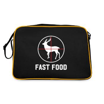 Fast Food Deer Hunt T-Shirt Funny Gift - Retro Bag - black/gold - Back