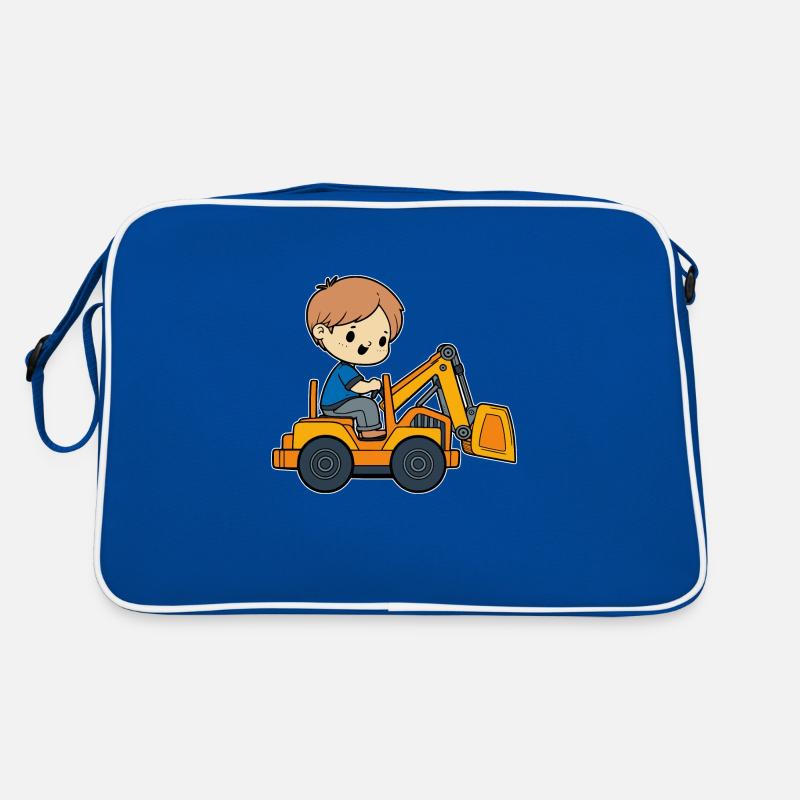 Junge mit Bagger Retro Tasche