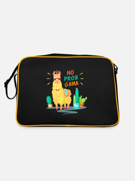 No Problama, funny animal - Retro Tasche - Schwarz/Gold - Hinten
