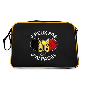 J'peux pas j'ai Padel Belgique Humour Padeliste - Sac Retro - noir/or - Dos