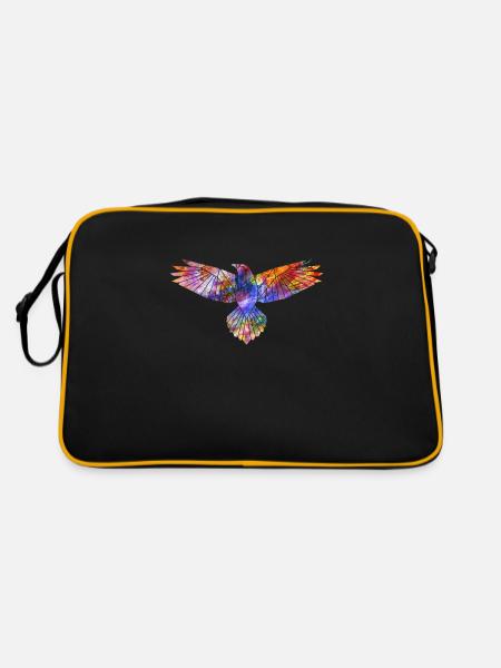 Eagle abstract geometric silhouette - Retro Bag - black/gold - Back