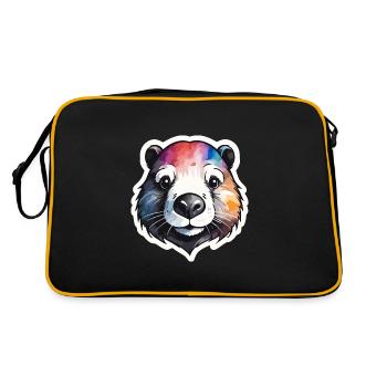 Biber Cool und Cool bunte Aquarelle - Retro Tasche - Schwarz/Gold - Hinten
