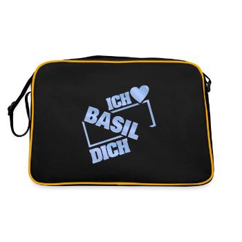 Geschenk für Basil - Retro Tasche - Schwarz/Gold - Hinten