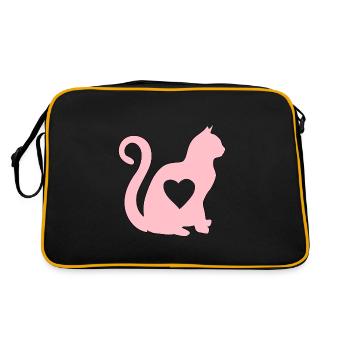 Rosee cat heart silhouette cat lover black - Retro Bag - black/gold - Back