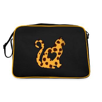 Zebra cat heart silhouette cat lover black - Retro Bag - black/gold - Back