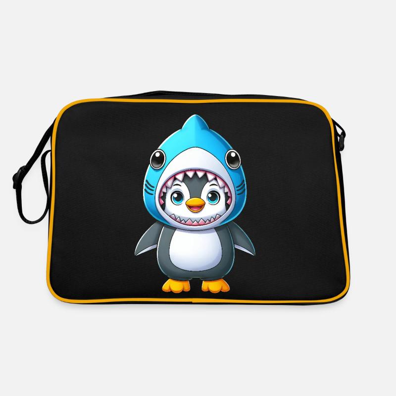 Drôle pingouin requin costume dessin animé carnaval Sac Retro