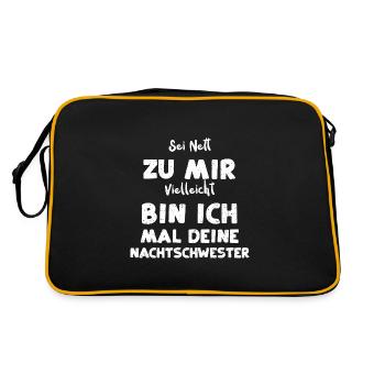Sei Nett Zu Mir Vielleicht Bin i... - Retro Tasche - Schwarz/Gold - Hinten