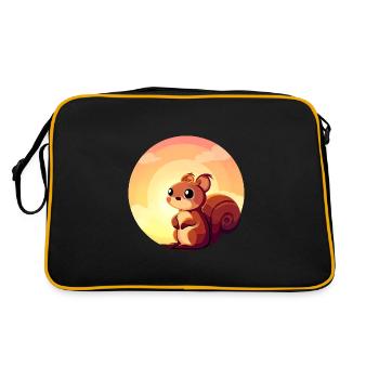 Squirrel Round Sunset Design - Sac Retro - noir/or - Dos
