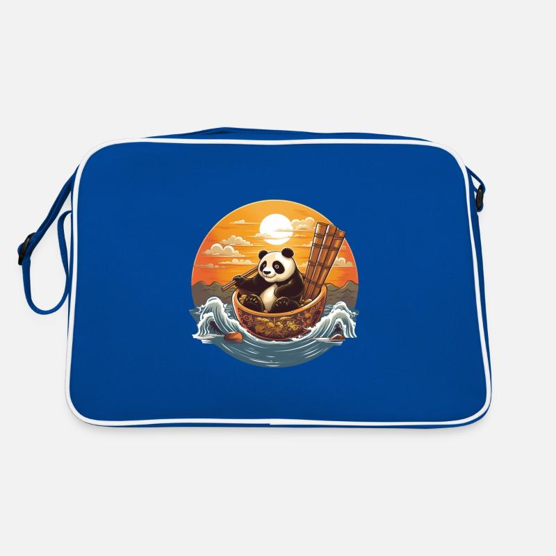 Panda dans un bol chinois sur l’océan Sac Retro