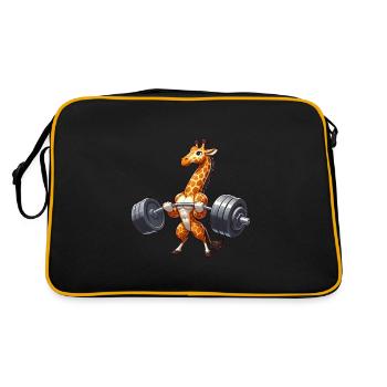Giraffe Gewichtheber Barbell Fitness Workout - Retro Tasche - Schwarz/Gold - Hinten