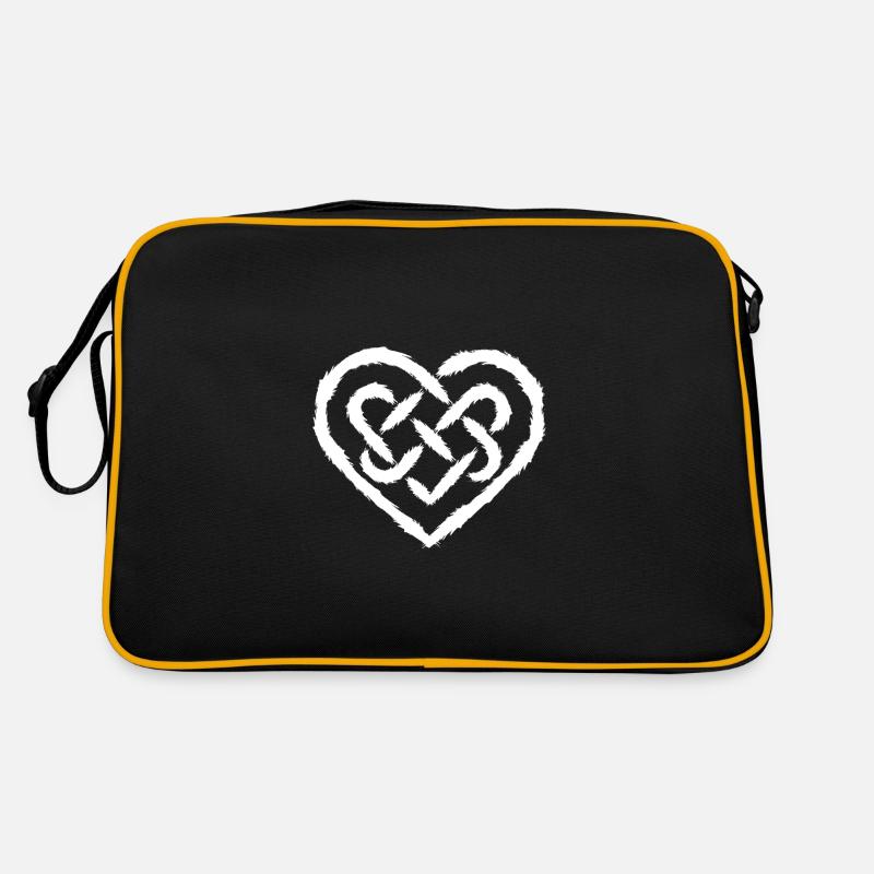 Keltisches Herz Symbol Unendlichkeit weiß Retro Tasche