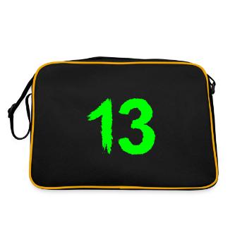 Zahl 13 Lieblingszahl Bürste - Retro Tasche - Schwarz/Gold - Hinten