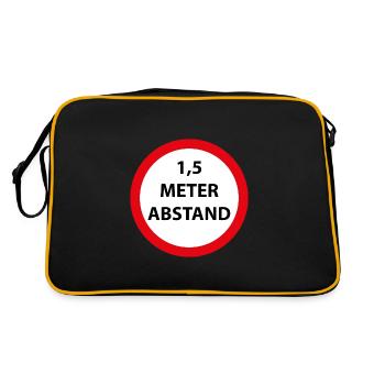 1,5 Meter Abstand Corona Fahrrad Virus Geschenk - Retro Tasche - Schwarz/Gold - Hinten
