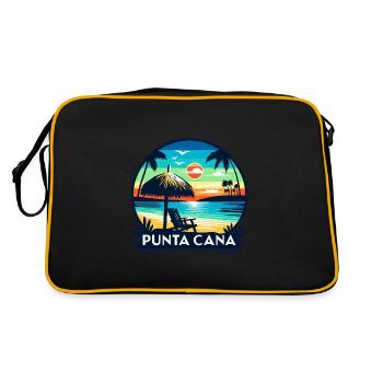 Sunset in Punta Cana: Beach and palm trees - Retro Bag - black/gold - Back