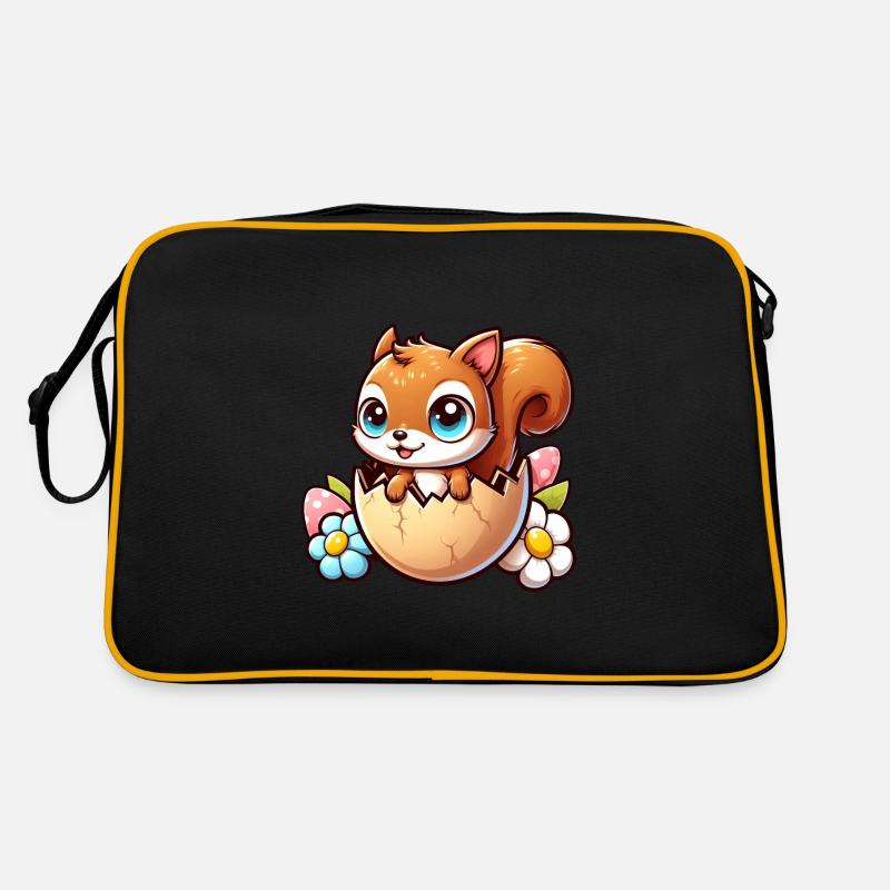Süßes Eichhörnchen mit Osterei Comic Design Retro Tasche
