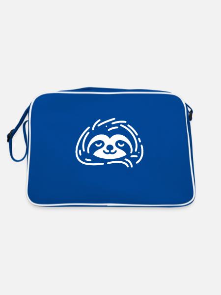Süßes schläfriges Faultier cool bleiben - Retro Tasche - Blau/Weiß - Hinten