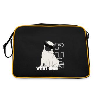 Mops find ich cool, Mops-Design für Hundeliebhaber - Retro Tasche - Schwarz/Gold - Hinten