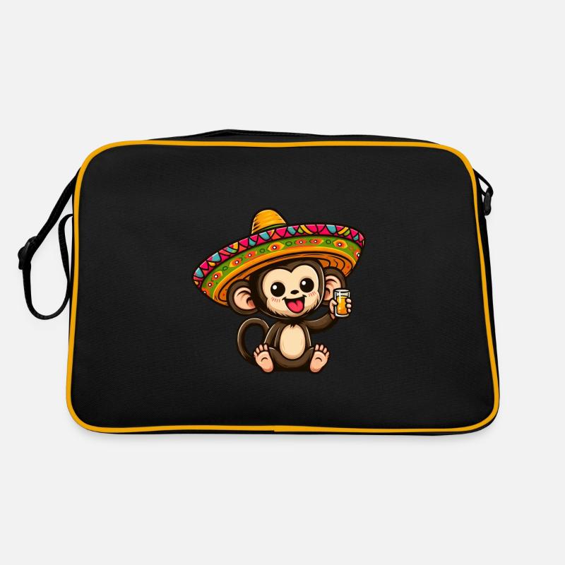 Cinco de Mayo Dessin animé de singe mignon aux yeux verts Sac Retro
