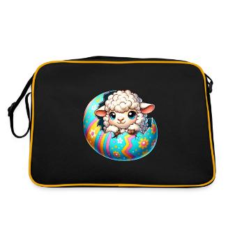 Éclosion d’agneau coloré de dessin animé d’oeuf de Pâques - Sac Retro - noir/or - Dos