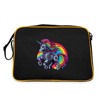 Cyborg Unicorn with Rainbow - Retro Bag - black/gold - Back