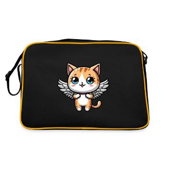 Chat de bande dessinée mignon avec des ailes d’ange - Sac Retro - noir/or - Dos
