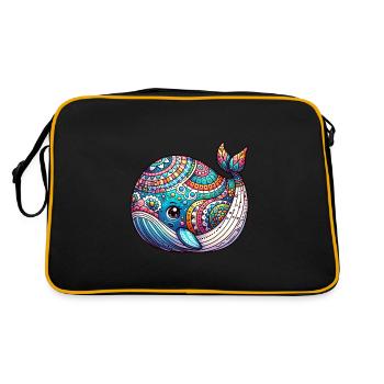 Artistiquement peint baleine éclosion de l’œuf de Pâques - Sac Retro - noir/or - Dos