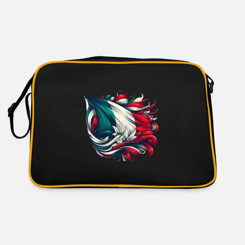Drapeau italien Fleurs Drapeau français - Sac Retro - noir/or