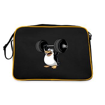 Salty Penguin Dumbbell Fitness Cartoon - Retro Bag - black/gold - Back