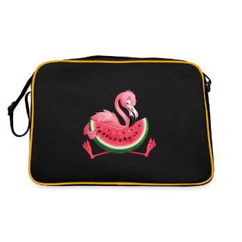 Flamant rose avec motif d’été pastèque - Sac Retro - noir/or - Dos