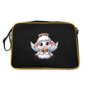 Ange d’agneau de mouton blanc avec ailes - Sac Retro - noir/or - Dos