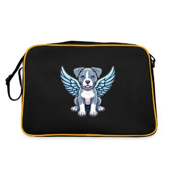 Ailes d’ange de dessin animé de chien Pitbull mignon - Sac Retro - noir/or - Dos