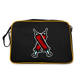 Bloody syringe blood draw doctor phobia first aid - Retro Bag - black/gold - Back