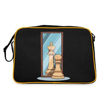 Schach Spiegel König Bauer Spiegelbild - Retro Tasche - Schwarz/Gold - Hinten