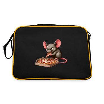 Laborratte Pizza Abenteuer Lustig - Retro Tasche - Schwarz/Gold - Hinten