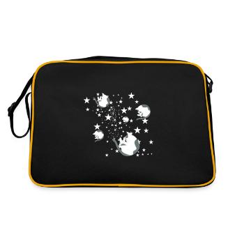Stars, cats, sleeping, sleeping cats - Retro Bag - black/gold - Back