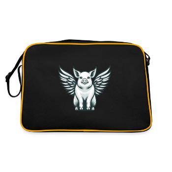 Silhouette d’ange cochon domestique avec ailes - Sac Retro - noir/or - Dos