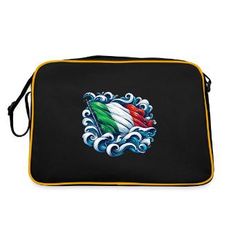 Italie Drapeau Eau Mer Vagues Océan - Sac Retro - noir/or - Dos