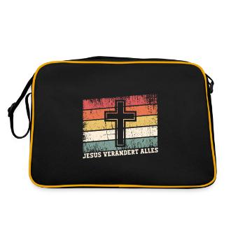 Jesus Christus - Christliches Shirt - Christliche - Retro Tasche - Schwarz/Gold - Hinten