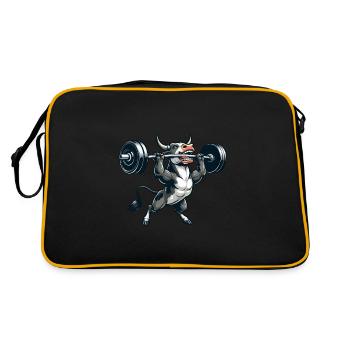 Kuh Bulle Stier Barbell Hantel Gewicht - Retro Tasche - Schwarz/Gold - Hinten