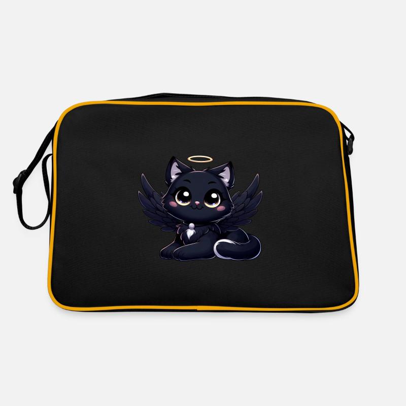 Gothic Katze süß schwarzer Engel mit Flügeln Retro Tasche