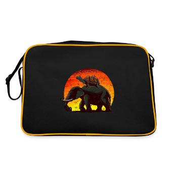 Elephant Turtle Sunset Design - Retro Bag - black/gold - Back