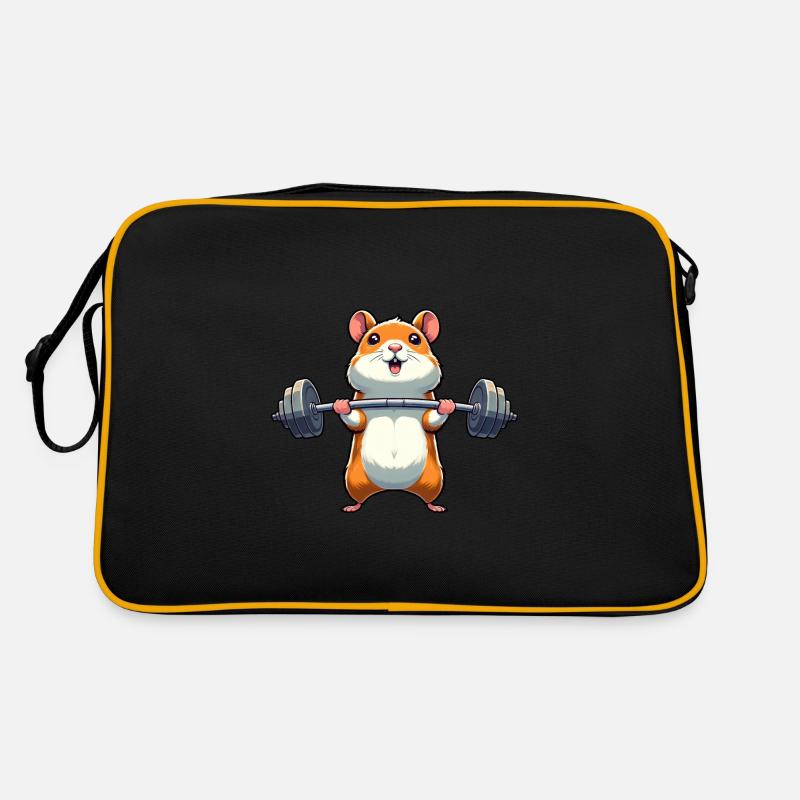 Hamster Power-Training: Hantelheben im Retro Tasche