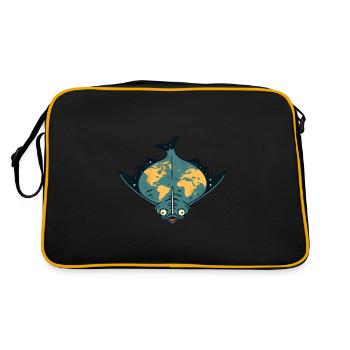 Flunder als Flache Erde Lustig - Retro Tasche - Schwarz/Gold - Hinten