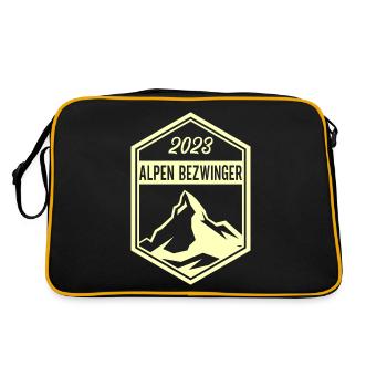 Alpenbezwinger 2023 Alpenüberquerung Finisher - Retro Tasche - Schwarz/Gold - Hinten
