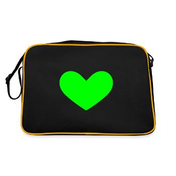 Green heart - Retro Bag - black/gold - Back