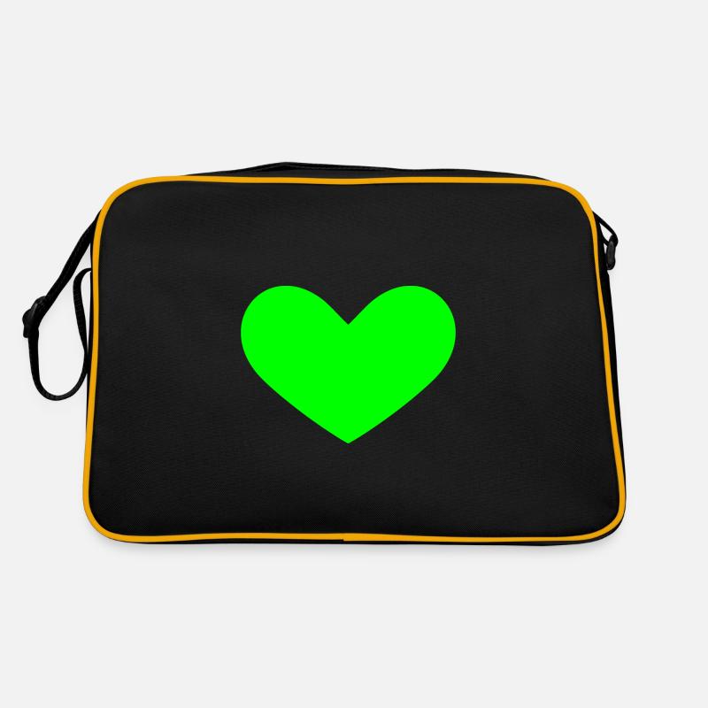 Coeur vert - Sac Retro - noir/or