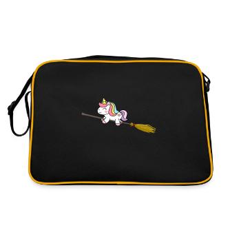 Licorne Unicorn Balai de sorcières voler cadeau enfant - Sac Retro - noir/or - Dos