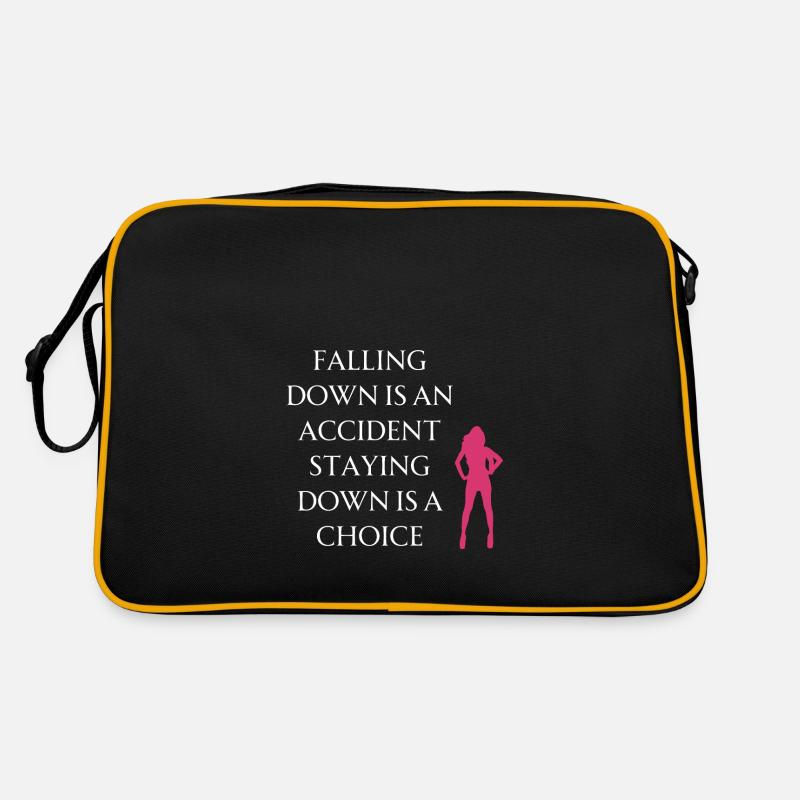 Falling down is an accident - Motivation - Retro Tasche - Schwarz/Gold
