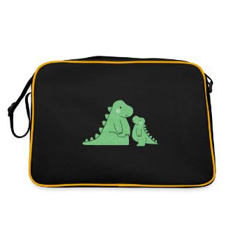 Cute Dinosaur Mom with Dinosaur Baby - Retro Bag - black/gold - Back