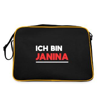 Janina Name Spruch für stolze Janinas - Retro Tasche - Schwarz/Gold - Hinten